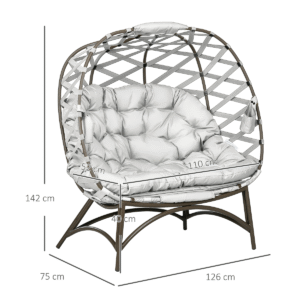 Outsunny 2 Seater Egg Chair w/ Cushion