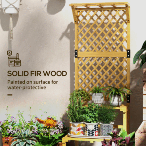 Outsunny Wooden Plant Stand with Trellis - Image 3 of 8