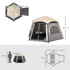 Outsunny 4 Person Dome Tent Easy Setup - Image 4 of 7