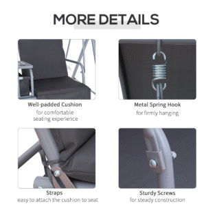 Outsunny 2-Seater Swing Chair with Table - Image 5 of 7