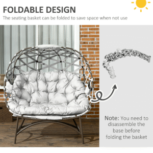Outsunny 2 Seater Egg Chair w/ Cushion