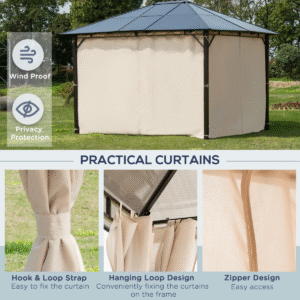 Outsunny 3.6x3m Hardtop Gazebo Brown - Image 5 of 7