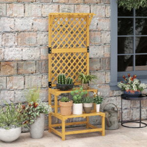 Outsunny Wooden Plant Stand with Trellis - Image 4 of 8