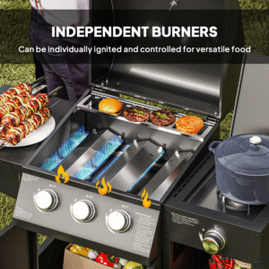 Outsunny 9.5kw Gas Barbecue with 3+1 Burner - Image 5 of 7