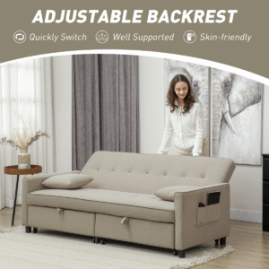 Homcom Reversible Sofa Bed with Cushions - Image 5 of 8