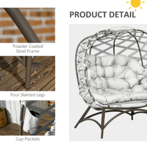 Outsunny 2 Seater Egg Chair w/ Cushion