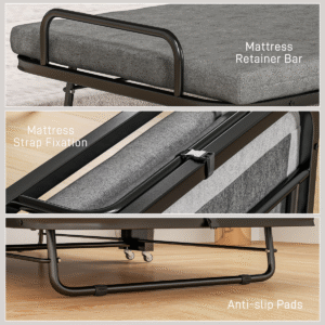 Homcom Single Folding Bed with Mattress - Image 6 of 8