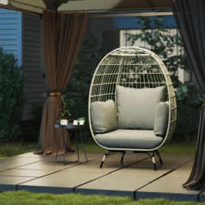 Outsunny PE Rattan Egg Chair with Cushions - Image 6 of 7