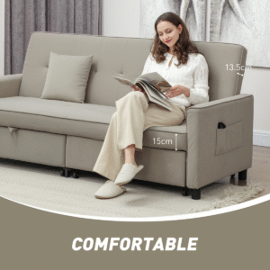 Homcom Reversible Sofa Bed with Cushions - Image 6 of 8