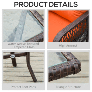 Outsunny 3pc Patio Rattan Bistro Set