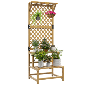 Outsunny Wooden Plant Stand with Trellis - Image 7 of 8