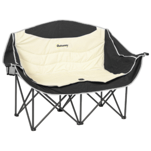 Outsunny Foldable Double Camping Chair, Khaki - Image 1 of 1