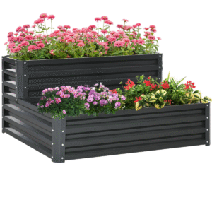 Outsunny 2 Tier Galvanised Garden Planter