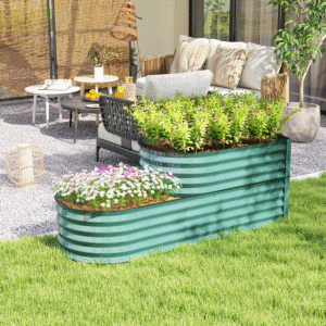 Outsunny 2-Tier Galvanised Garden Bed - Image 1 of 8