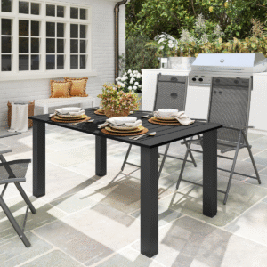Outsunny Garden Table with Parasol Hole Black - Image 1 of 7