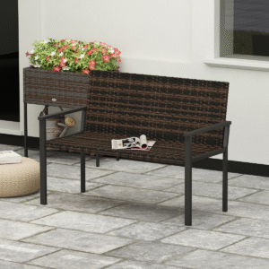 Outsunny Rattan Garden Bench - Image 1 of 7