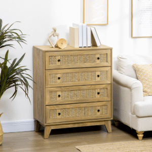 Homcom Rattan Chest of Drawers Wood Effect - Image 1 of 8