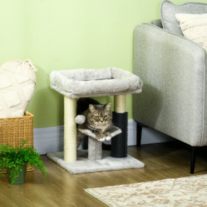 PawHut Small Cat Tree Tower w/ Posts - Image 1 of 8
