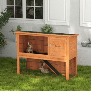 PawHut Wooden Rabbit Hutch for 1-2 Rabbits - Image 1 of 8