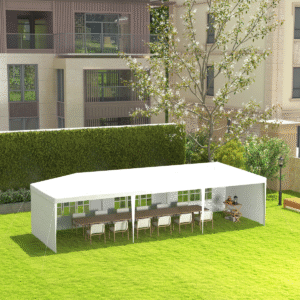 Outsunny 9mx3m Outdoor Garden Gazebo White