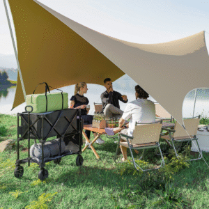 Outsunny Double Decker Folding Trolley Cart - Image 1 of 7