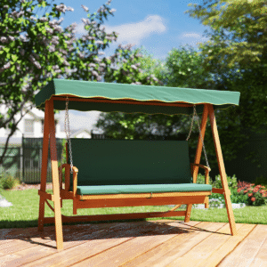 Outsunny 3 Seater Wooden Swing Chair - Image 1 of 7