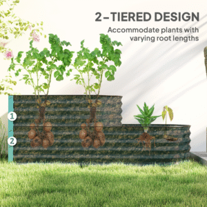 Outsunny 2-Tier Galvanised Garden Bed - Image 2 of 8