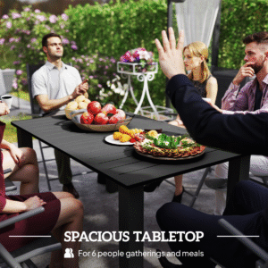 Outsunny Garden Table with Parasol Hole Black - Image 2 of 7