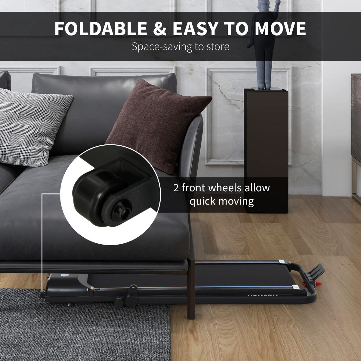 Homcom Foldable Walking Treadmill w/ LED Display – Image 3 of 7 Homcom Foldable Walking Treadmill w/ LED Display - Image 3 of 7