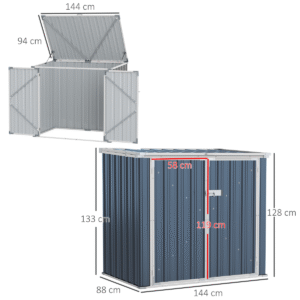Outsunny 2-Bin Steel Rubbish Storage Shed - Image 2 of 8