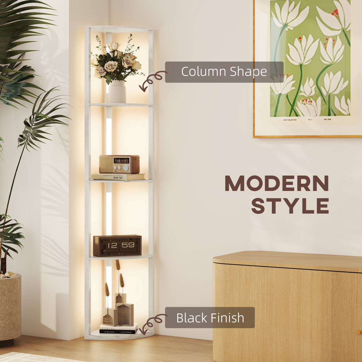 Homcom Corner Floor Lamp, Warm White – Image 2 of 7 Homcom Corner Floor Lamp, Warm White - Image 2 of 7