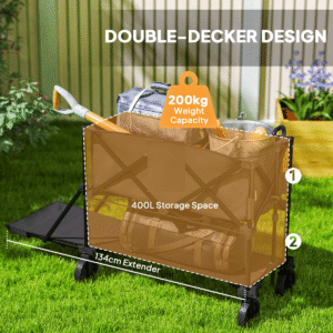 Outsunny Double Decker Folding Trolley Cart - Image 3 of 7