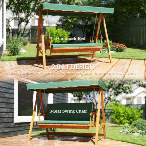 Outsunny 3 Seater Wooden Swing Chair - Image 62of 7