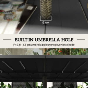 Outsunny Garden Table with Parasol Hole Black - Image 3 of 7