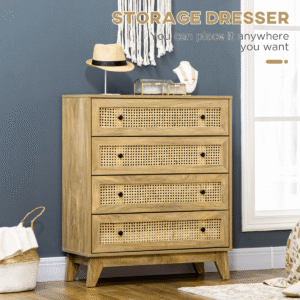 Homcom Rattan Chest of Drawers Wood Effect - Image 3 of 8