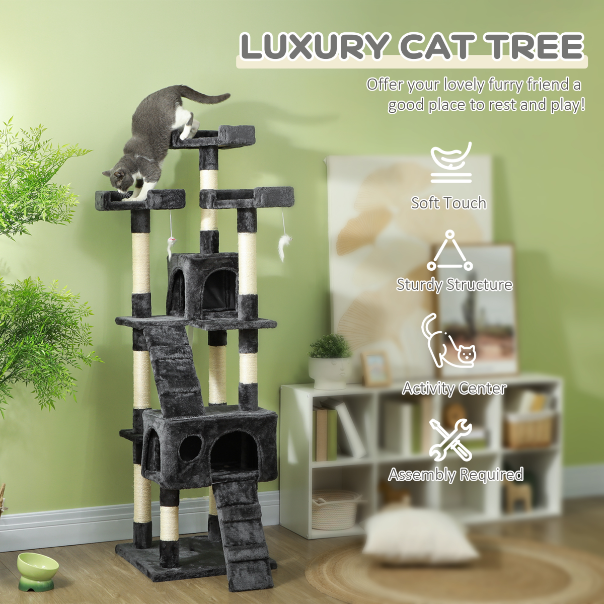 PawHut Cat Tree Activity Centre w/ Scratcher – Image 3 of 8 PawHut Cat Tree Activity Centre w/ Scratcher - Image 3 of 8