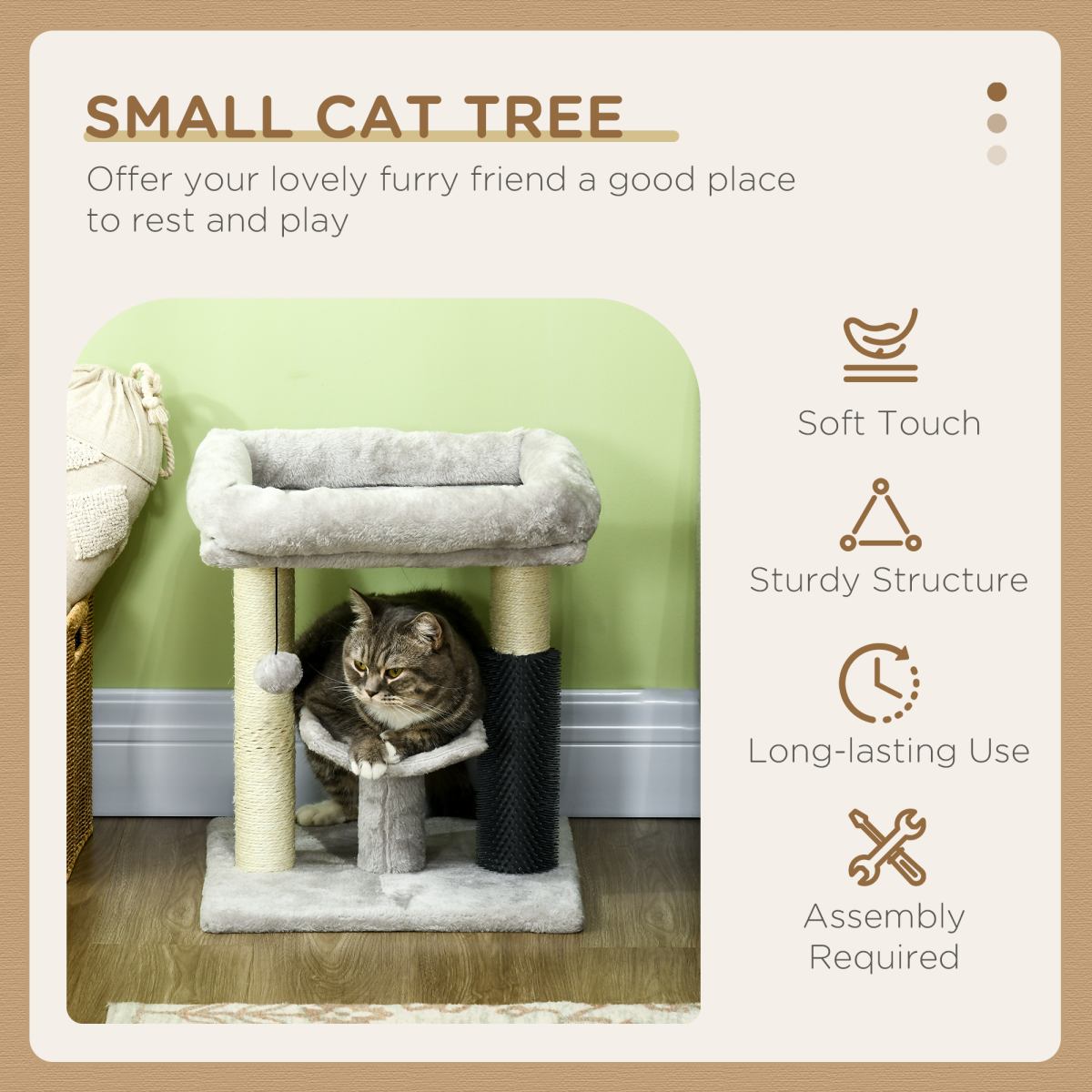 PawHut Small Cat Tree Tower w/ Posts – Image 3 of 8 PawHut Small Cat Tree Tower w/ Posts - Image 3 of 8
