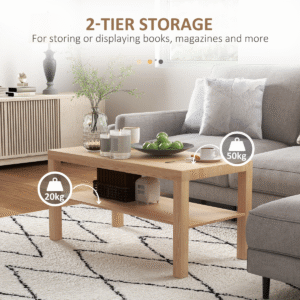 Homcom Coffee Table with Storage Shelf Homcom Coffee Table w/ Storage Shelf - Image 3 of 7