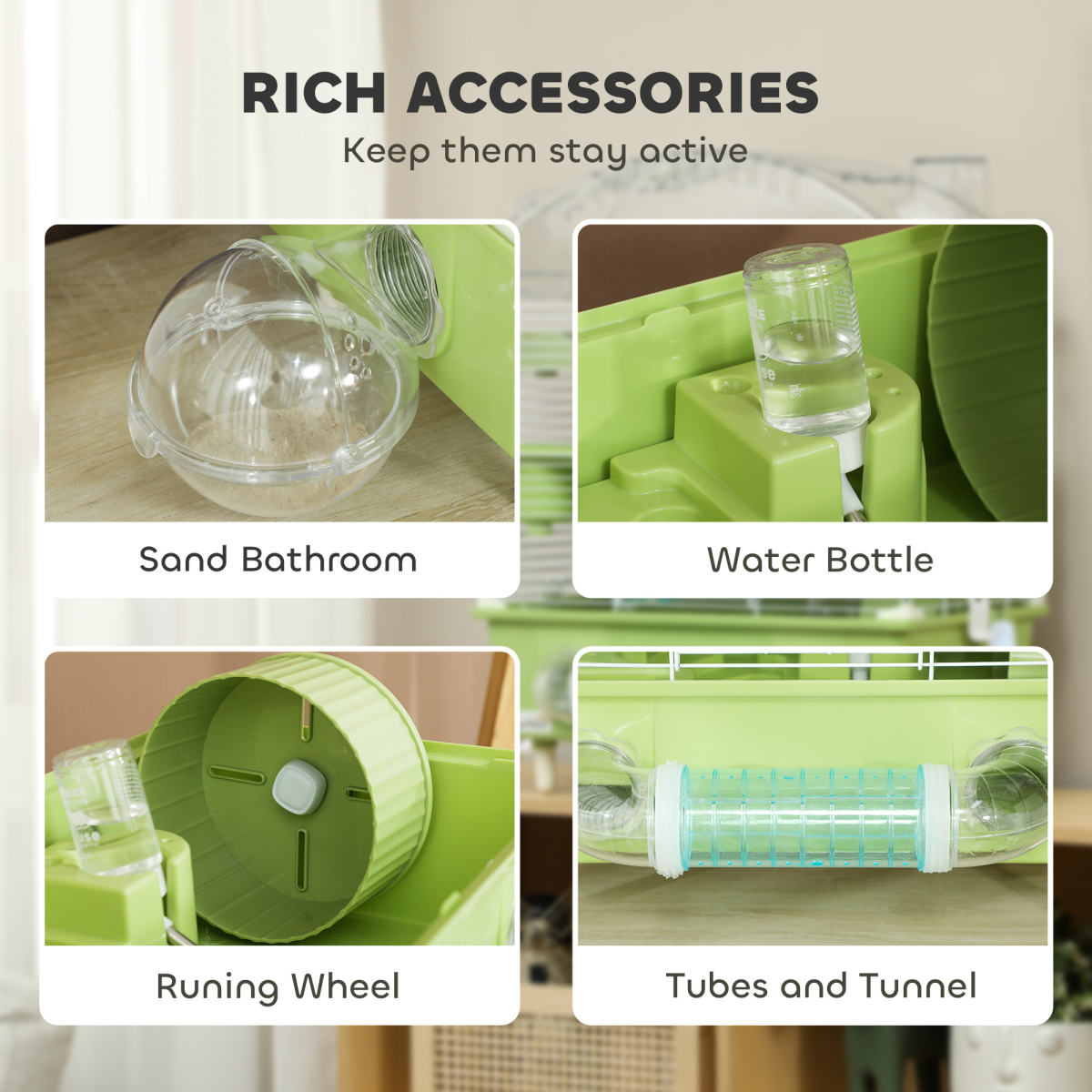 PawHut 3-Tier Hamster Cage with Accessories – Image 4 of 7 PawHut 3-Tier Hamster Cage with Accessories - Image 4 of 7