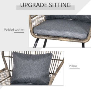 Outsunny 3pc Webbed PE Rattan Patio Set - Image 3 of 8