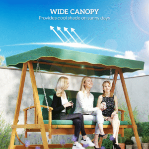 Outsunny 3 Seater Wooden Swing Chair - Image 3 of 7