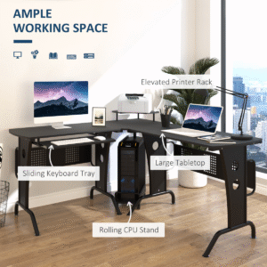 Homcom Space-Saving Corner Gaming Desk - Image 3 of 8