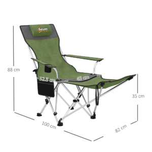 Outsunny 2 Reclining Camping Chairs Olive Green - Image 5 of 7