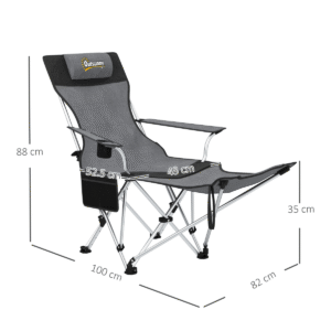 Outsunny 2 Reclining Camping Chairs Grey & Black - Image 5 of 7