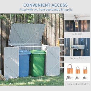 Outsunny 2-Bin Steel Rubbish Storage Shed - Image 4 of 8