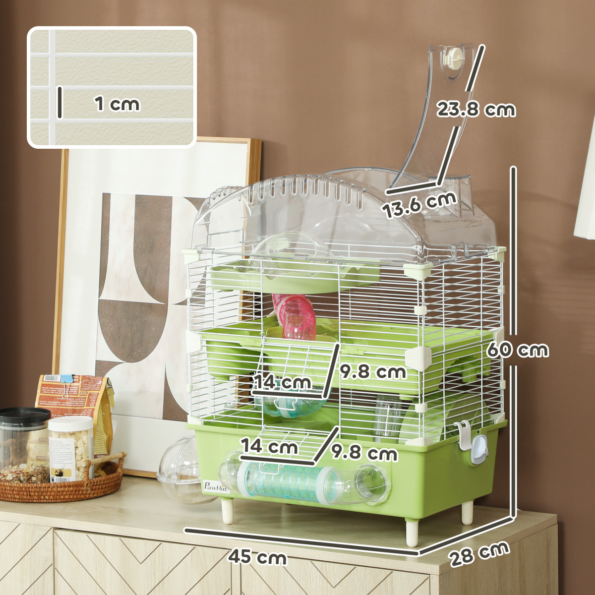 PawHut 3-Tier Hamster Cage with Accessories – Image 5 of 7 PawHut 3-Tier Hamster Cage with Accessories - Image 5 of 7
