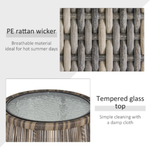 Outsunny 3pc Webbed PE Rattan Patio Set - Image 4 of 8