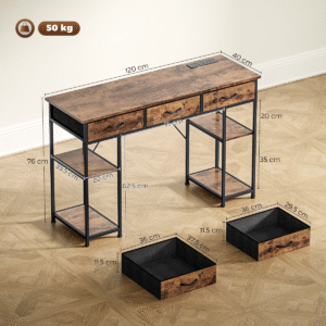 HOMCOM Computer Writing Desk With Shelves Homcom Computer Writing Desk w/ Shelves - Image 5 of 7