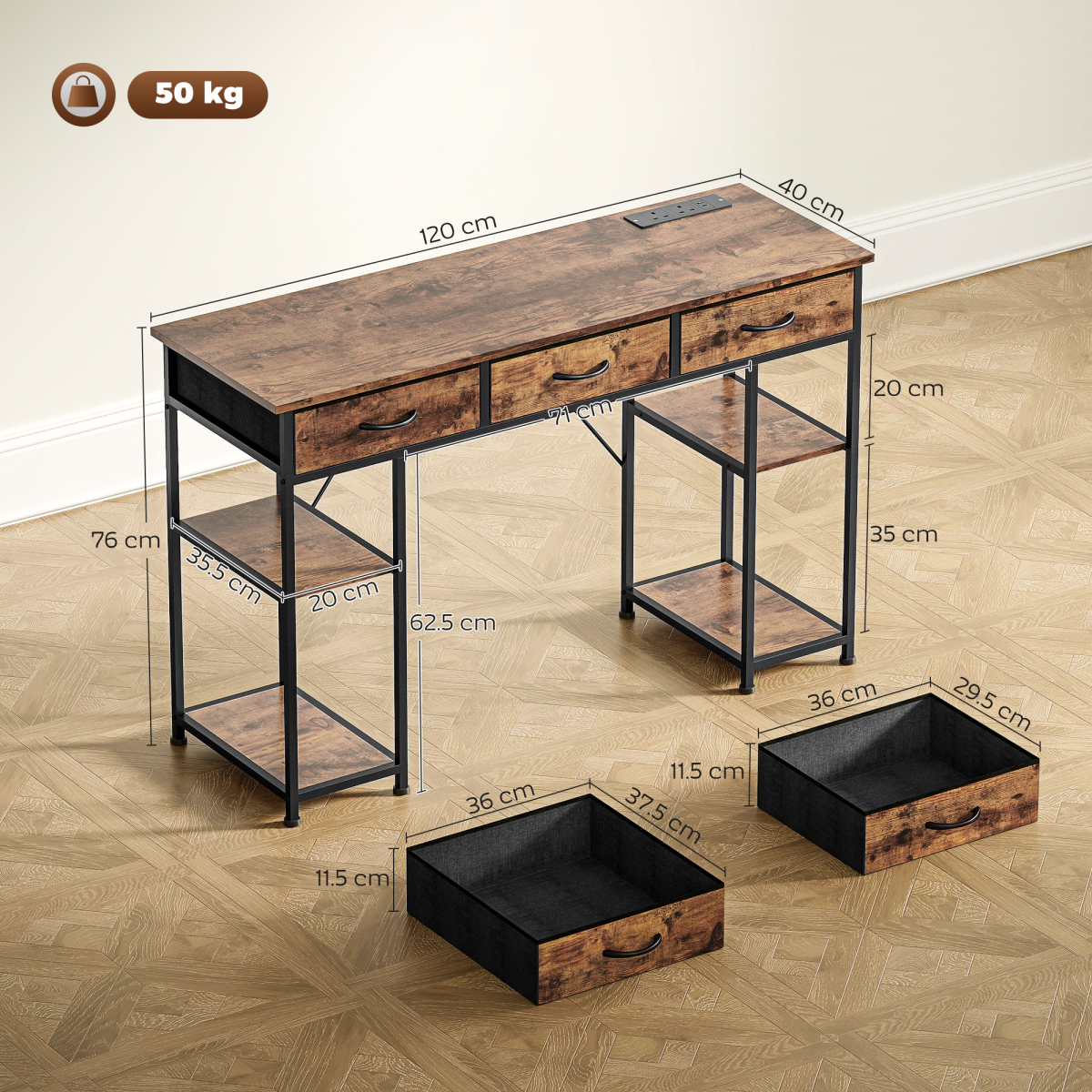 Homcom Computer Writing Desk w/ Shelves – Image 5 of 7 Homcom Computer Writing Desk w/ Shelves - Image 5 of 7