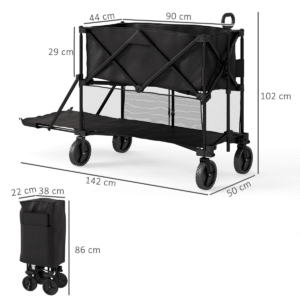 Outsunny Double Decker Folding Trolley Cart - Image 5 of 7
